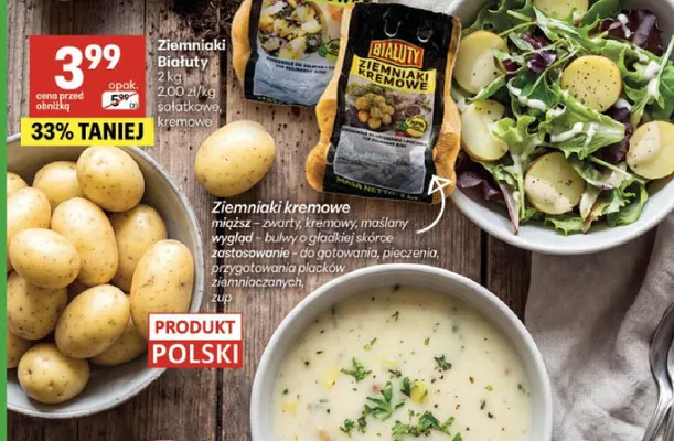 Ziemniaki sałatkowe polskie Białuty promocja w Delikatesy Centrum