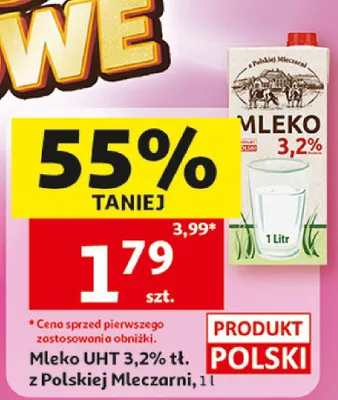 Mleko UHT 3,2% z Polskiej Mleczarni promocja w Auchan