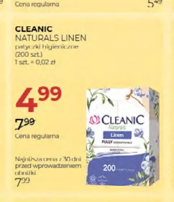 Patyczki higieniczne Cleanic Naturals Linen promocja w Drogerie Jawa