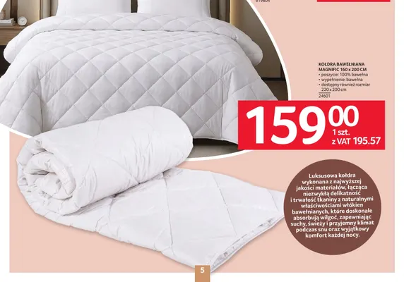 Kołdra bawełniana Magnific 220x200 cm promocja w Selgros