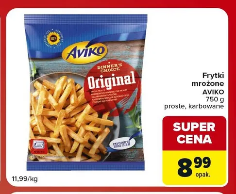 Frytki mrożone karbowane Aviko promocja w Carrefour Market