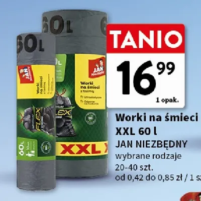 Worki na śmieci XXL 60 l Jan Niezbędny promocja w Intermarche