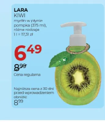 Mydło w płynie pompka Lara Kiwi promocja w Drogerie Jawa