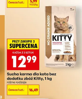Sucha karma dla kota bez dodatku zbóż Kitty promocja w Biedronka