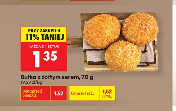 Bułka z żółtym serem promocja w Biedronka