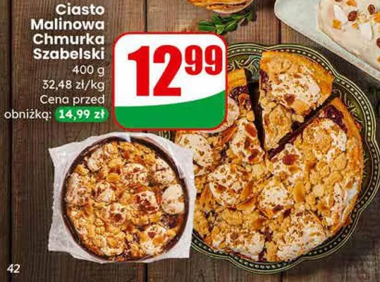 Ciasto Malinowa Chmurka Szabelski promocja w Dino