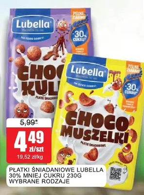 Płatki śniadaniowe Lubella 30% mniej cukru promocja w Bingo