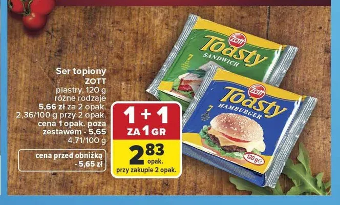 Ser topiony Toasty Sandwich Zott promocja w Carrefour