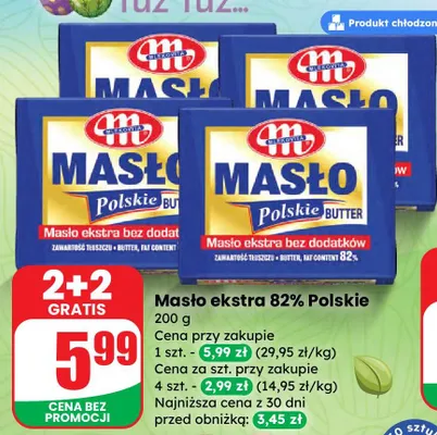 Masło ekstra 82% Polskie promocja w Dino