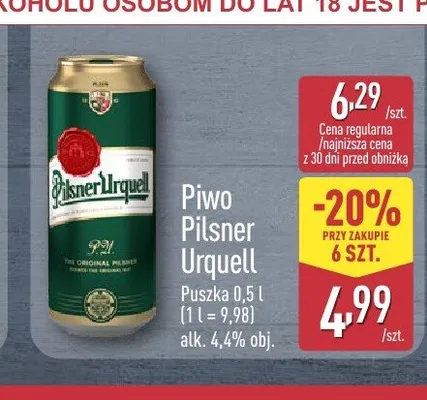 Piwo Pilsner Urquell promocja w Aldi