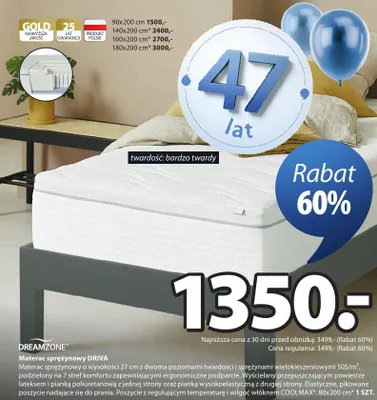 Materac sprężynowy DRIVA promocja w Jysk