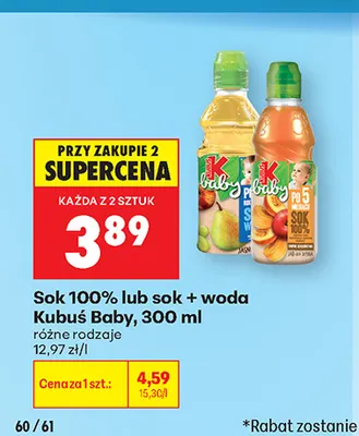 Sok Kubuś Baby 100% promocja w Biedronka