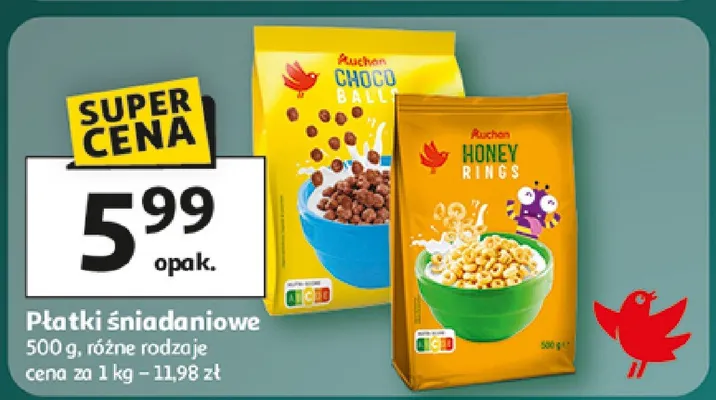 Płatki śniadaniowe honey rings promocja w Auchan