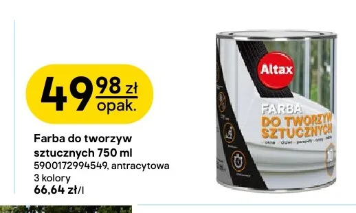 Farba do tworzyw sztucznych Altax promocja w Castorama