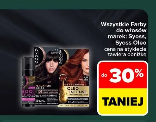 Farba do włosów Syoss Permanent Color promocja w Carrefour