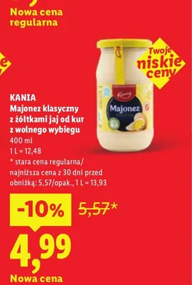 Majonez klasyczny z żółtkami jaj od kur z wolnego wybiegu Kania promocja w Lidl