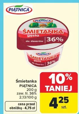 Śmietanka smak do deserów, zaw. tł. 36% promocja w Carrefour