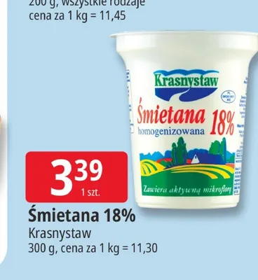 Śmietana 18% Krasnystaw promocja w Leclerc