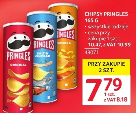 Chipsy Pringles 165 g wszystkie rodzaje promocja w Selgros