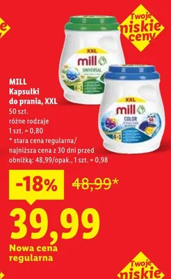 Kapsułki do prania MILL XXL Color promocja w Lidl