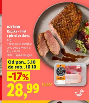Kaczka filet z piersi ze skórą Rzeźnik promocja w Lidl