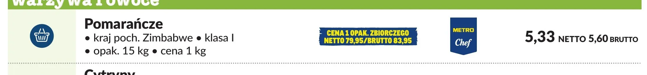 Pomarańcze Metro Chef promocja w Makro