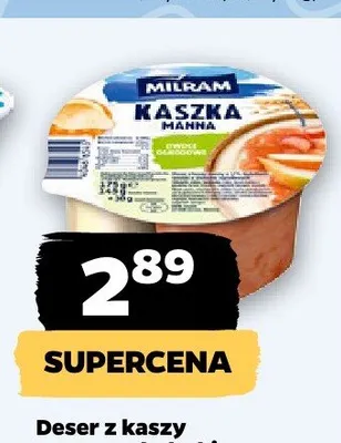 Deser z kaszy manny z dodatkiem owoców Milram promocja w Netto