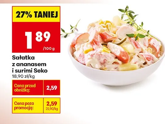 Sałatka z ananasem i surimi Seko promocja w Biedronka
