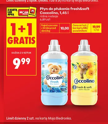 Płyn do płukania fresh & soft Coccolino promocja w Biedronka