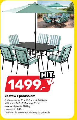 Zestaw ogrodowy z parasolem promocja w Bricomarche
