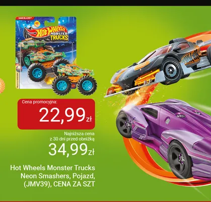 Pojazd Hot Wheels Monster Trucks Neon Smashers JMV39 promocja w Smyk