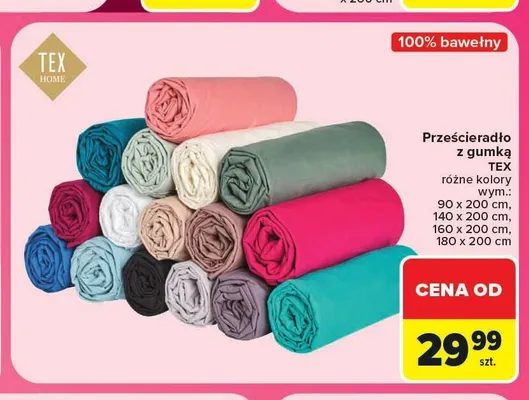 Prześcieradło z gumką 100% bawełny TEX promocja w Carrefour