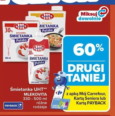 Śmietanka UHT MLEKOVITA promocja w Carrefour Market
