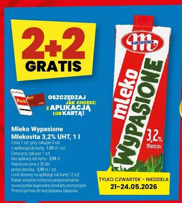 Mleko Wypasione 3,2% UHT Mlekovita promocja w Twój Market