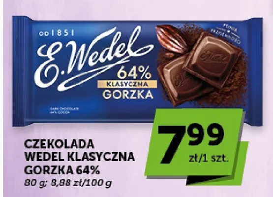 Czekolada E.Wedel Klasyczna Gorzka 64% promocja w Euro Sklep