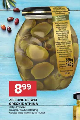 Zielone oliwki greckie Athina drylowane promocja w Stokrotka