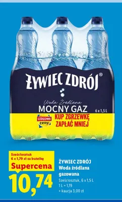 Woda źródlana gazowana 6-pak Żywiec Zdrój promocja w Lidl