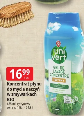 Koncentrat płynu do mycia naczyń w zmywarkach cytrynowy Uni Vert promocja w Leclerc