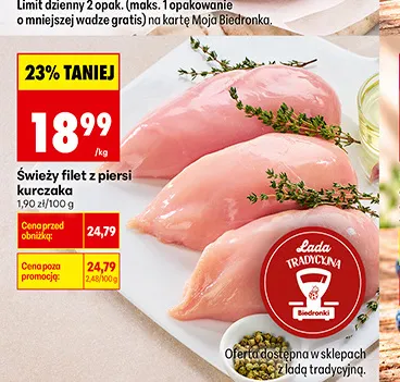 Świeży filet z piersi kurczaka promocja w Biedronka