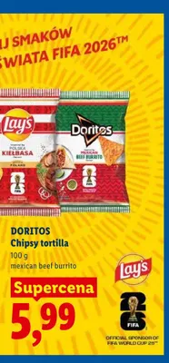 Chipsy tortilla Doritos Mexican Beef Burrito promocja w Lidl