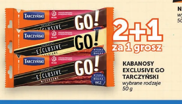 Kabanosy Exclusive GO! drobiowe Tarczyński promocja w Groszek