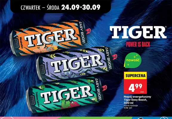 Napój energetyczny Tiger Easy Boost winogrono promocja w Biedronka