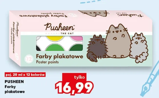 Farby plakatowe Pusheen 12-pak 20 ml promocja w Kaufland