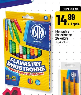 Flamastry dwustronne Astra 24 kolory promocja w POLOmarket