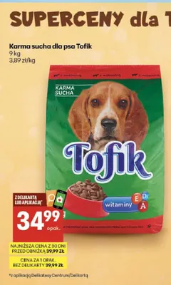 Karma sucha dla psa Tofik promocja w Delikatesy Centrum