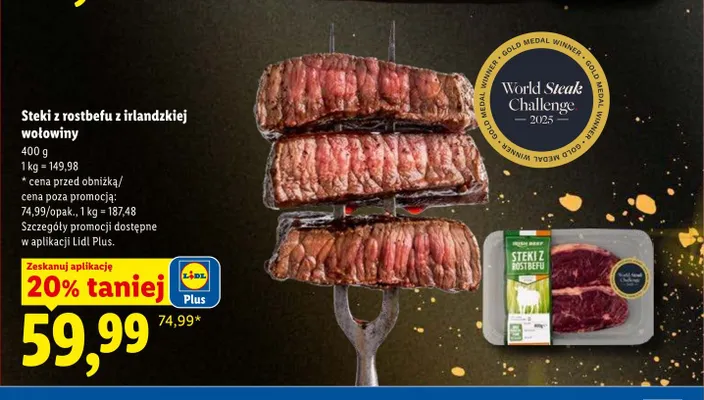 Steki z rostbefu z irlandzkiej wołowiny Irish Beef promocja w Lidl