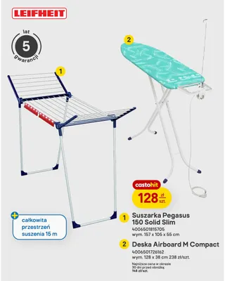 Suszarka na pranie Leifheit Pegasus 150 Solid Slim 157x105x55 cm promocja w Castorama