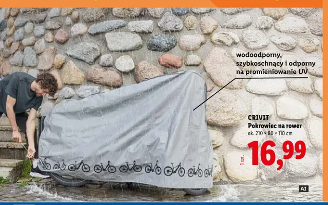 Pokrowiec na rower Crivit 210x80x110 cm wodoodporny promocja w Lidl