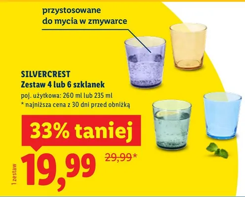 Zestaw 4 lub 6 szklanek promocja w Lidl