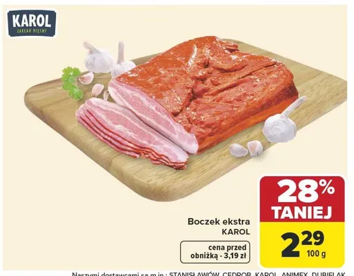Boczek ekstra Karol promocja w Carrefour Market